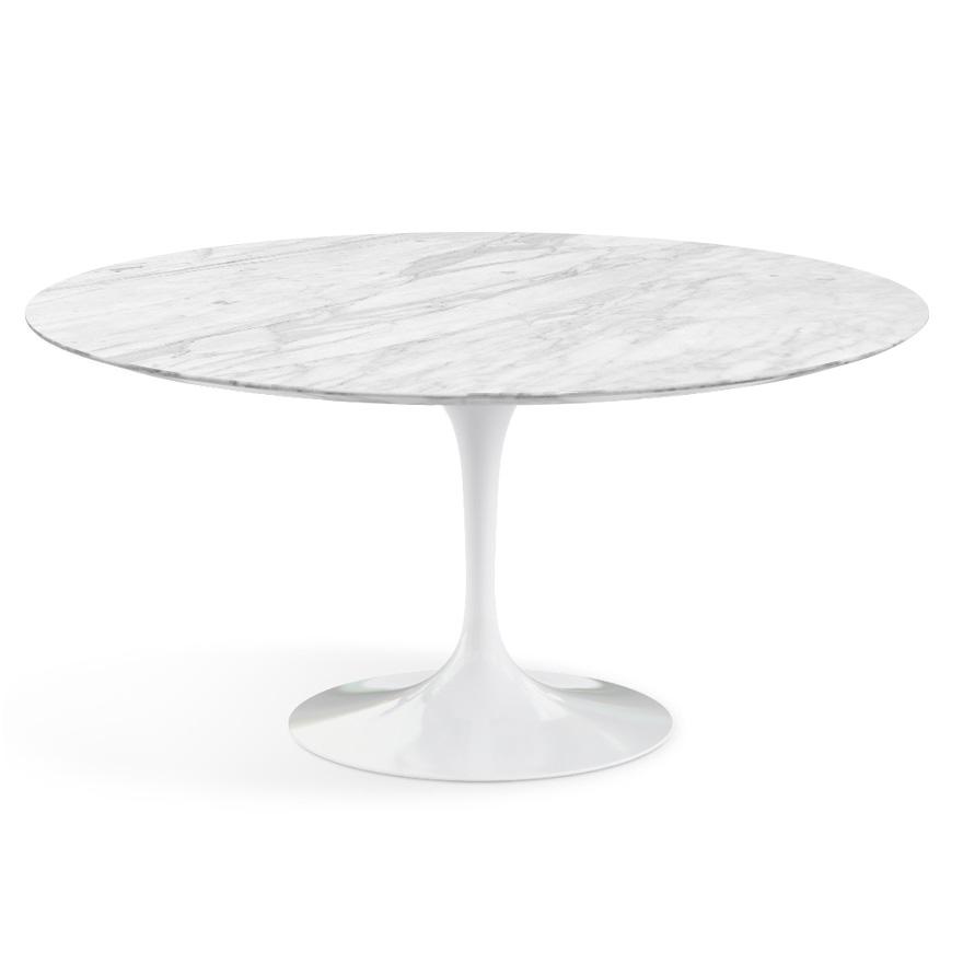 KNOLL table ronde TULIP Ø 152 cm collection Eero Saarinen (Base blanche / plateau Statuarietto satin