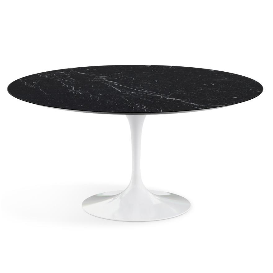 KNOLL table ronde TULIP Ø 152 cm collection Eero Saarinen (Base blanche / plateau Noir Marquin satin