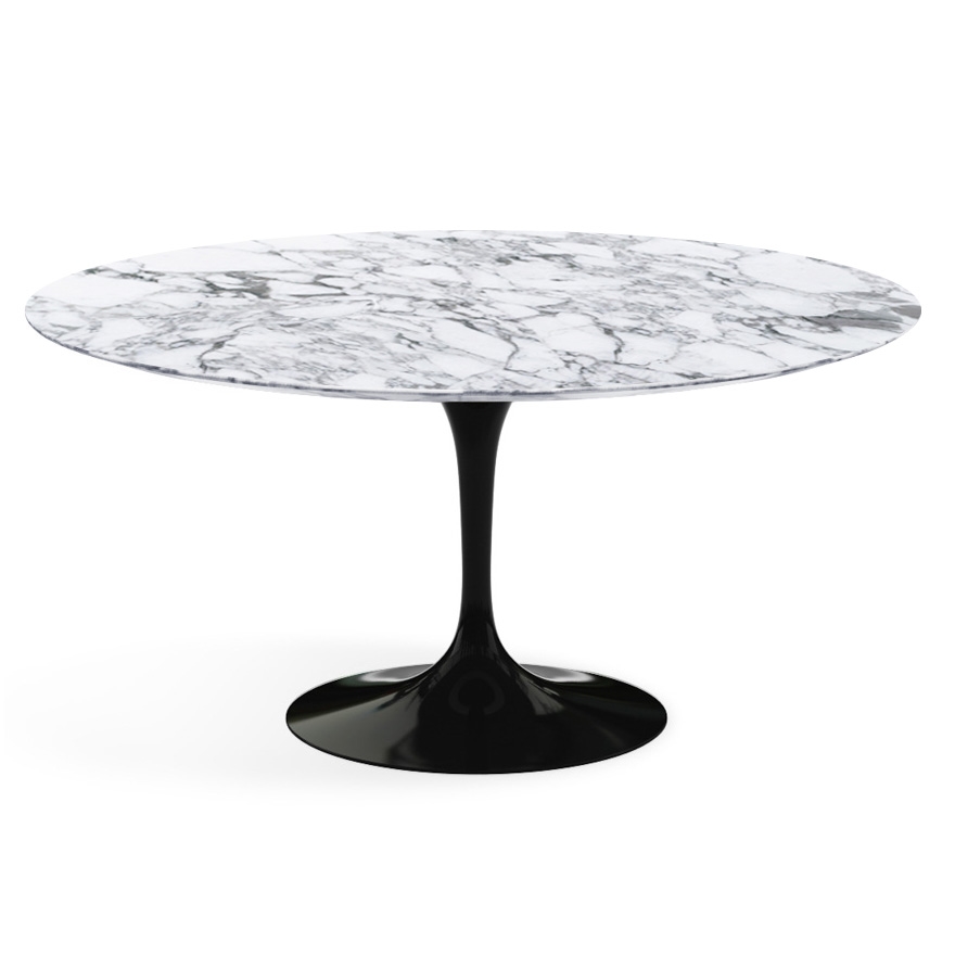 KNOLL table ronde TULIP Ø 152 cm collection Eero Saarinen (Base noire / plateau Arabescato satin - m