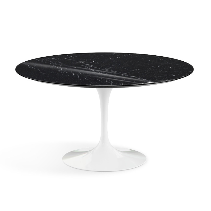 KNOLL table ronde TULIP Ø 137 cm collection Eero Saarinen (Base blanche / plateau noir Marquina - ma