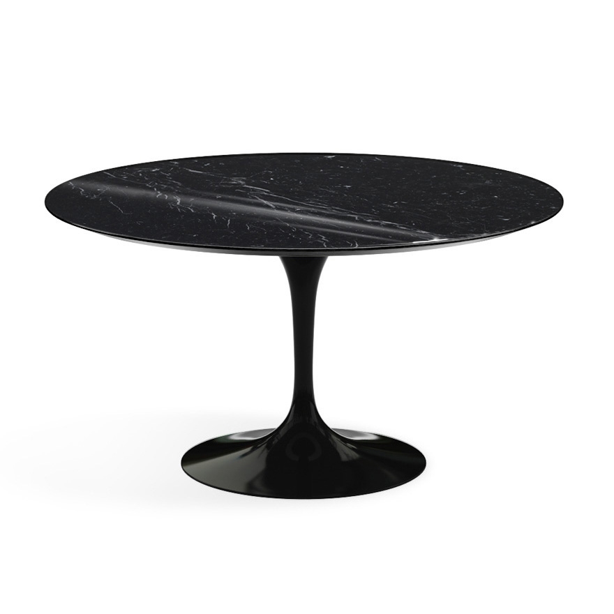 KNOLL table ronde TULIP Ø 137 cm collection Eero Saarinen (Base noire / plateau noir Marquina - marb