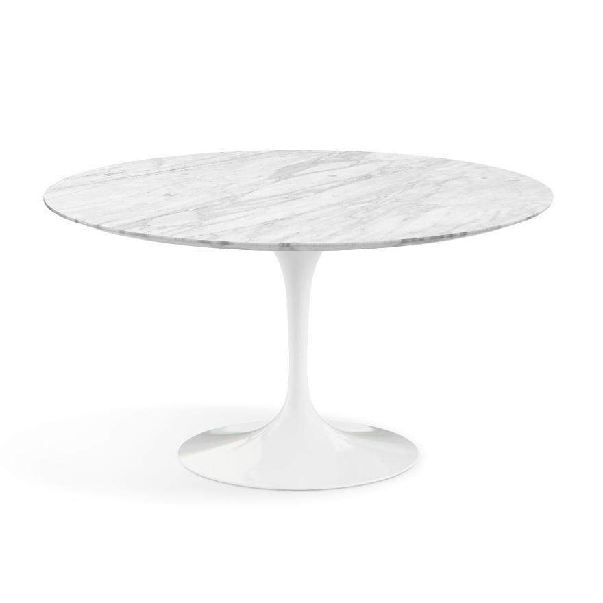 KNOLL table ronde TULIP Ø 137 cm collection Eero Saarinen (Base blanche / plateau Statuarietto satin