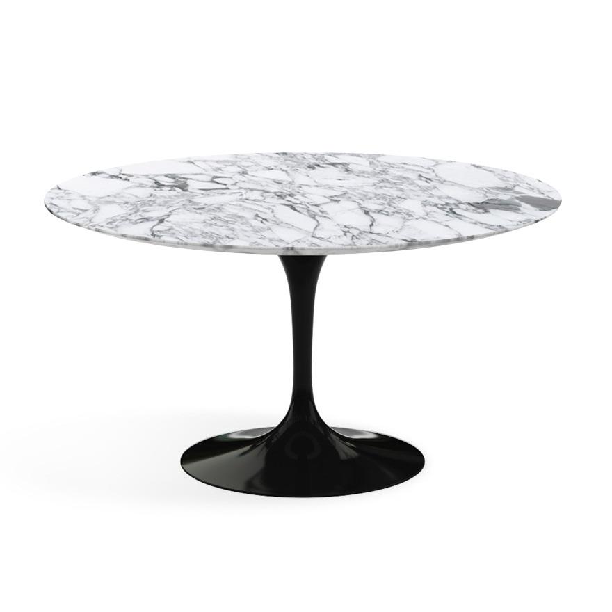 KNOLL table ronde TULIP Ø 137 cm collection Eero Saarinen (Base noire / plateau Arabescato satin - m