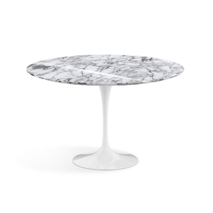 KNOLL table ronde TULIP Ø 120 cm collection Eero Saarinen (Base blanche / plateau Arabescato - marbr