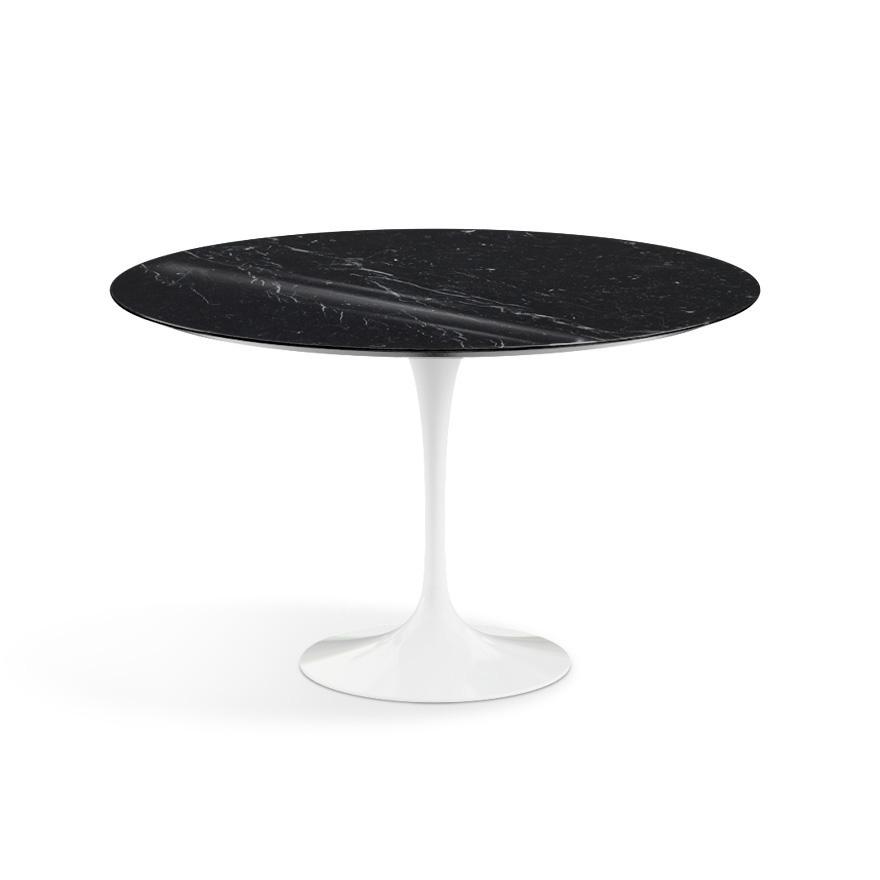 KNOLL table ronde TULIP Ø 120 cm collection Eero Saarinen (Base blanche / plateau noir Marquina - ma