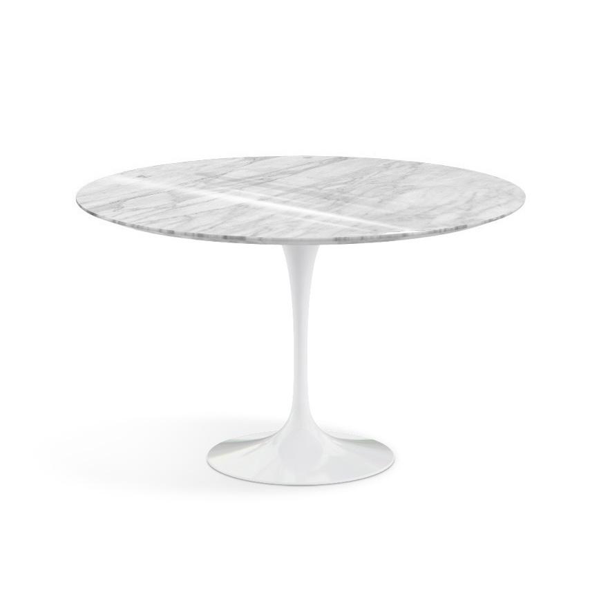 KNOLL table ronde TULIP Ø 120 cm collection Eero Saarinen (Base blanche / Plateau Statuarietto - mar