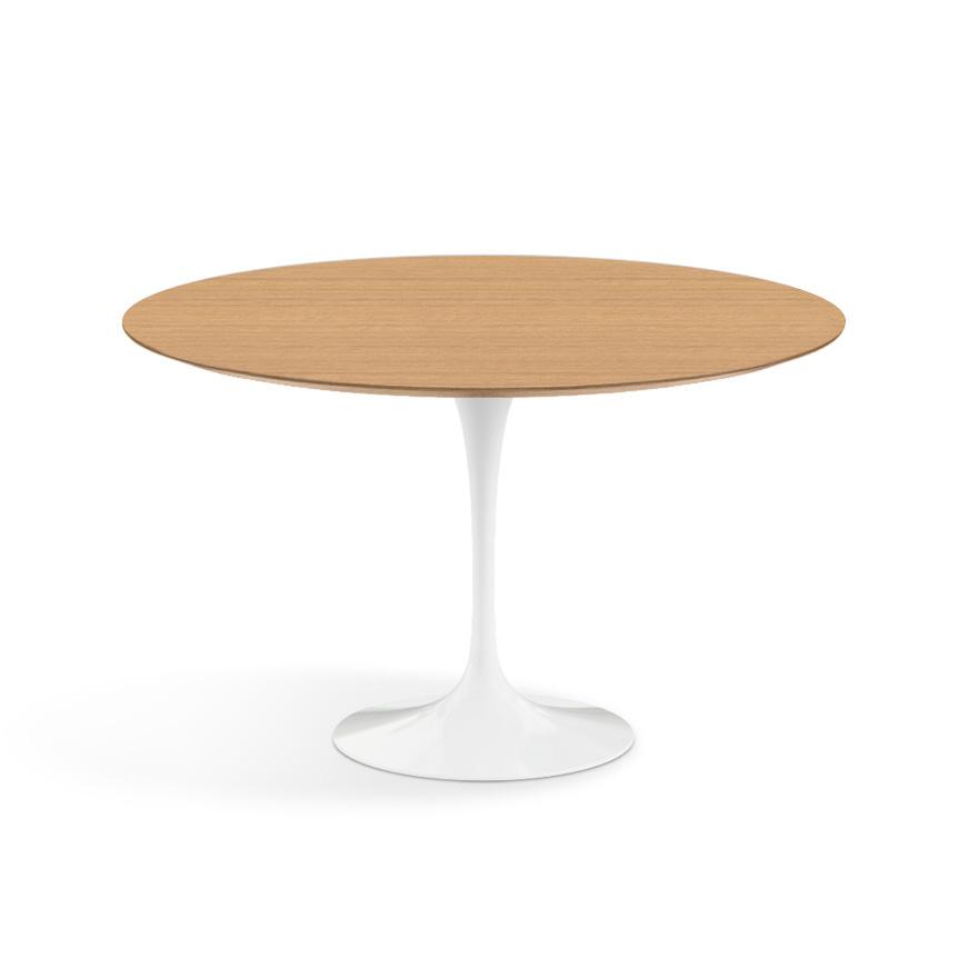 KNOLL table ronde TULIP Ø 120 cm collection Eero Saarinen (Base blanche / plateau en chêne naturel -