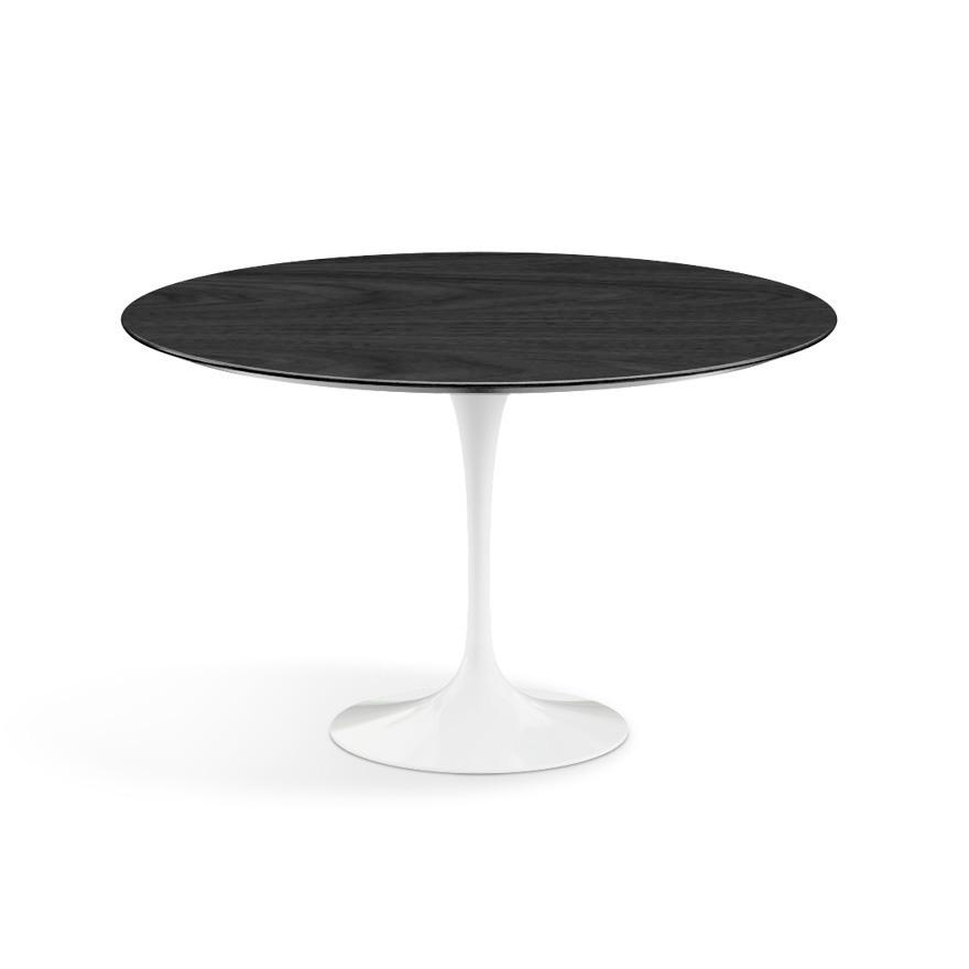 KNOLL table ronde TULIP Ø 120 cm collection Eero Saarinen (Base blanche / plateau en chêne noirci - 