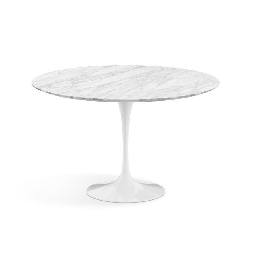 KNOLL table ronde TULIP Ø 120 cm collection Eero Saarinen (Base blanche / plateau Statuarietto satin