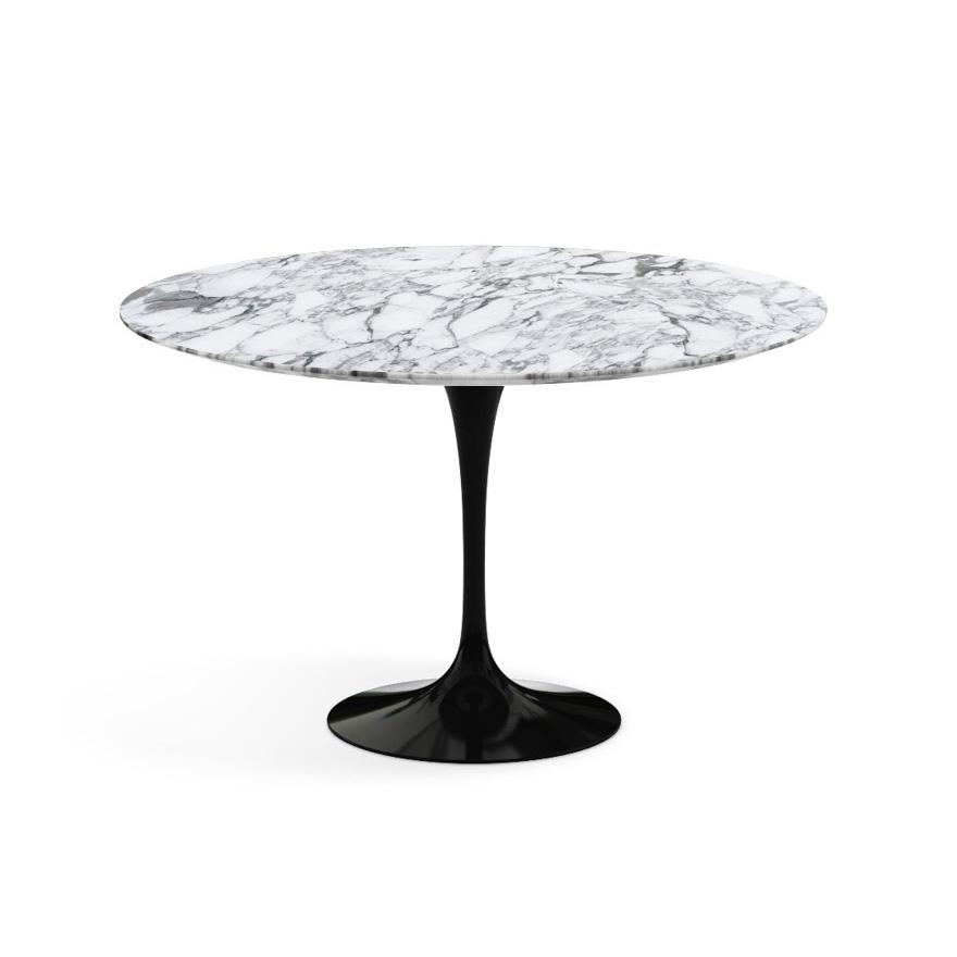 KNOLL table ronde TULIP Ø 120 cm collection Eero Saarinen (Base noire / plateau Arabescato satin - m