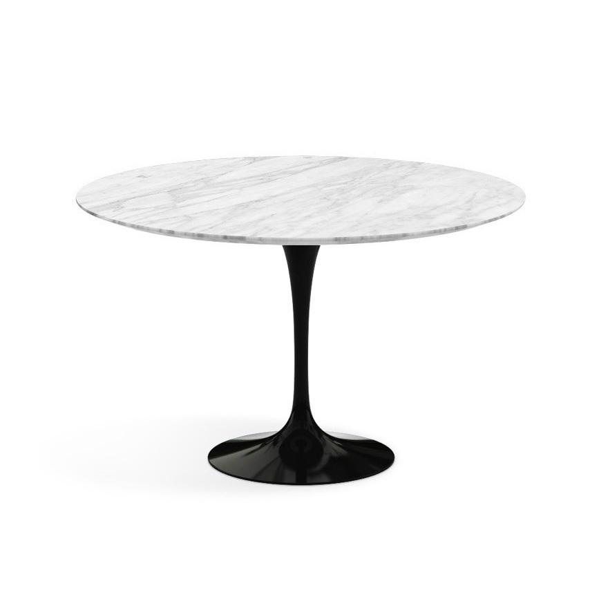 KNOLL table ronde TULIP Ø 120 cm collection Eero Saarinen (Base noire / plateau Statuarietto satin -