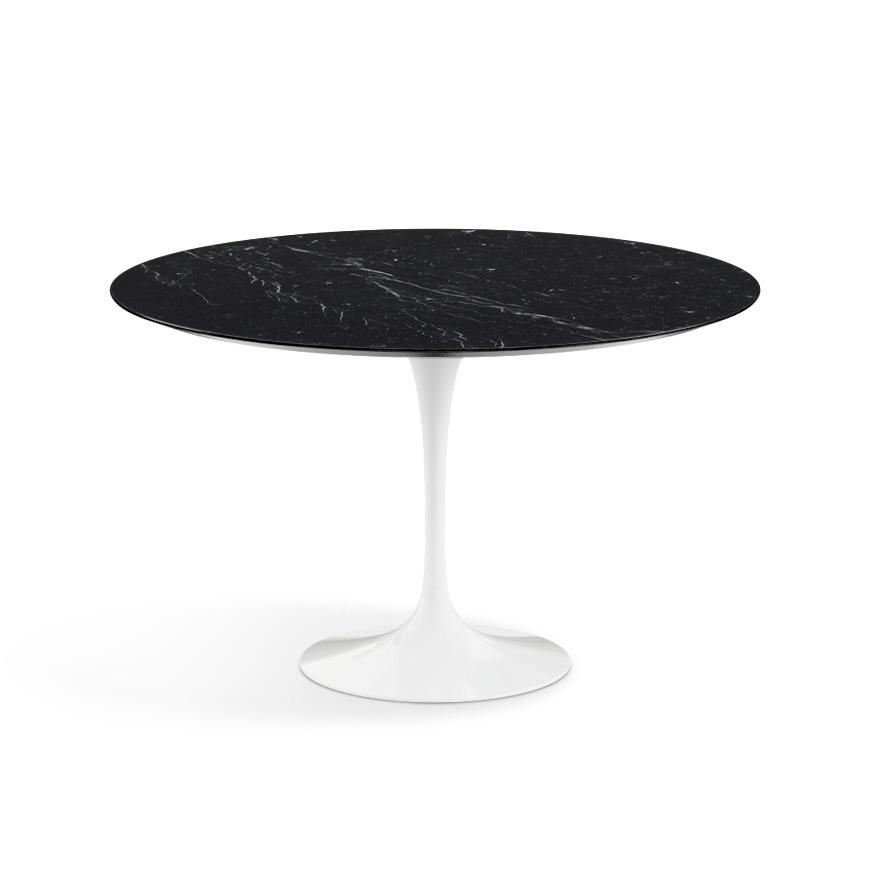 KNOLL table ronde TULIP Ø 120 cm collection Eero Saarinen (Base blanche / plateau Noir Marquin satin
