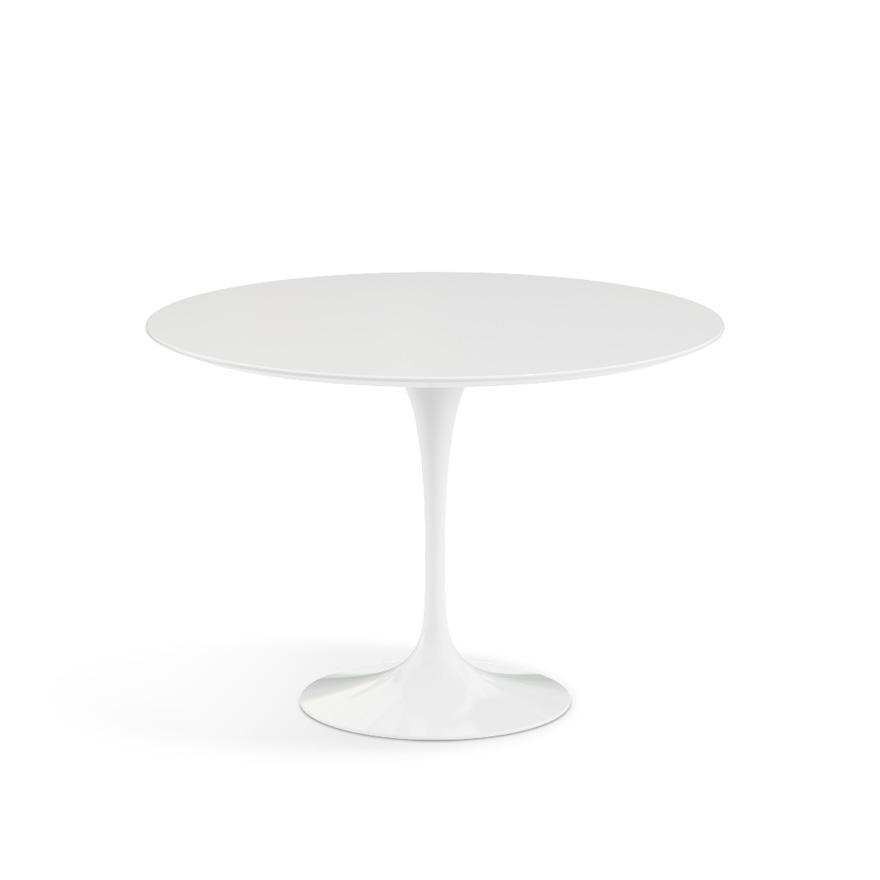 KNOLL table ronde TULIP Ø 107 cm collection Eero Saarinen (Base blanche / plateau blanc - Plastique 