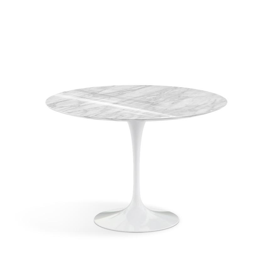 KNOLL table ronde TULIP Ø 107 cm collection Eero Saarinen (Base blanche / Plateau Statuarietto - mar