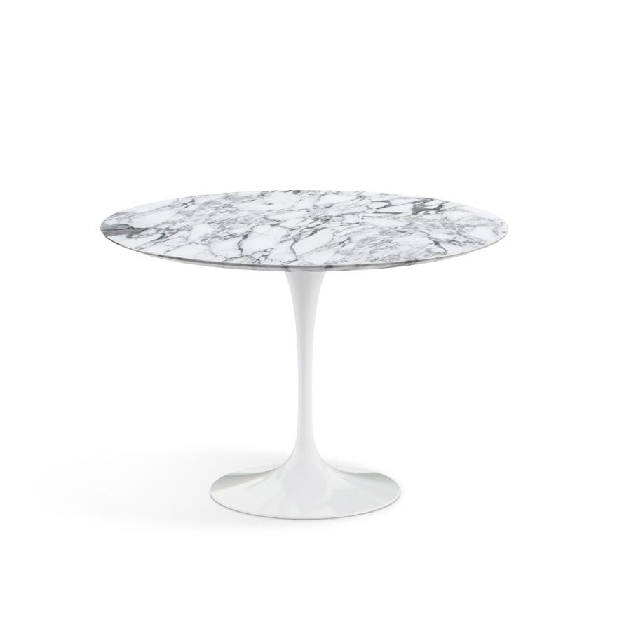 KNOLL table ronde TULIP Ø 107 cm collection Eero Saarinen (Base blanche / plateau Arabescato satiné 