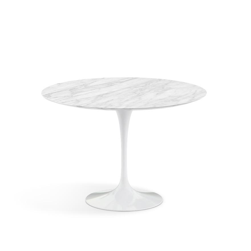 KNOLL table ronde TULIP Ø 107 cm collection Eero Saarinen (Base blanche / plateau Statuarietto satin