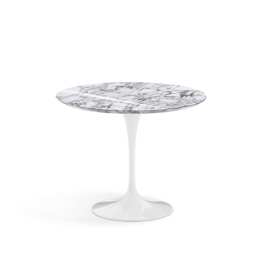 KNOLL table ronde TULIP Ø 91 cm collection Eero Saarinen (Base blanche / plateau Arabescato - marbre