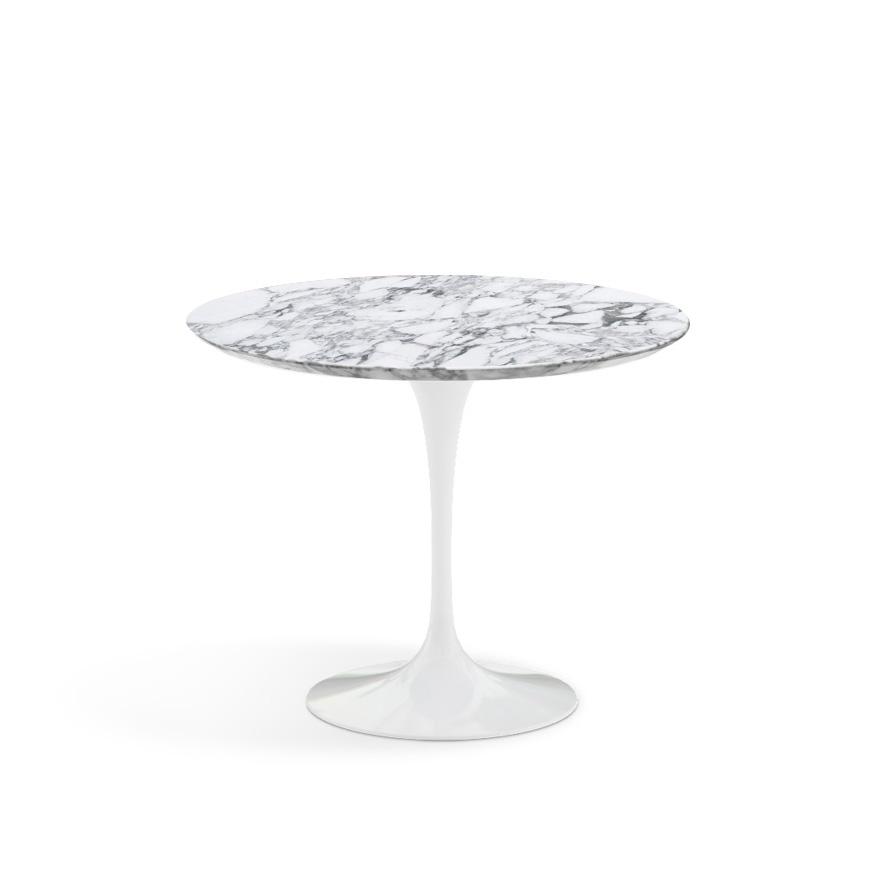 KNOLL table ronde TULIP Ø 91 cm collection Eero Saarinen (Base blanche / plateau Arabescato satiné -