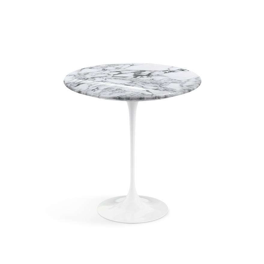KNOLL table ronde TULIP Ø 51 cm collection Eero Saarinen (Base blanche / plateau Arabescato - marbre