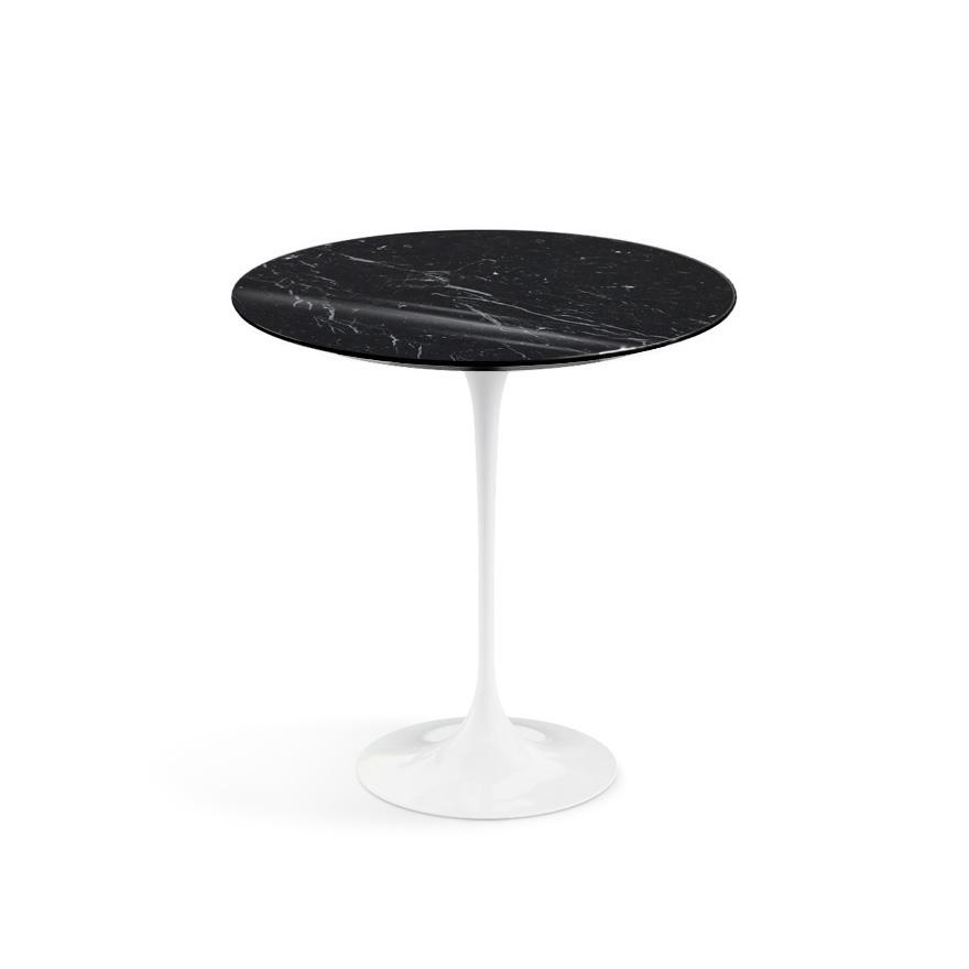 KNOLL table ronde TULIP Ø 51 cm collection Eero Saarinen (Base blanche / plateau noir Marquina - mar