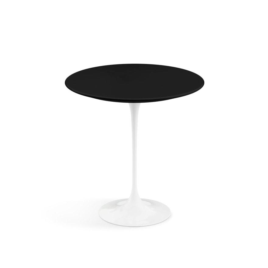 KNOLL table ronde TULIP Ø 51 cm collection Eero Saarinen (Base blanche / plateau noir - Plastique la