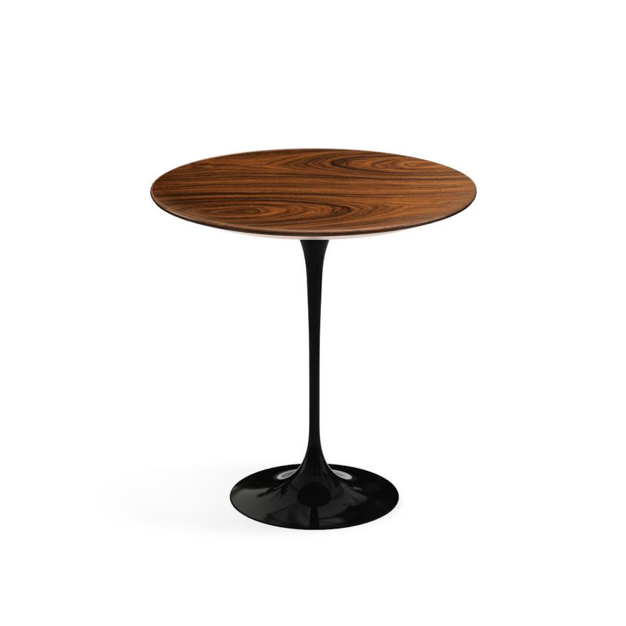 KNOLL table ronde TULIP Ø 51 cm collection Eero Saarinen (Base noire / plateau Santos Palissandro - Bois et aluminium)