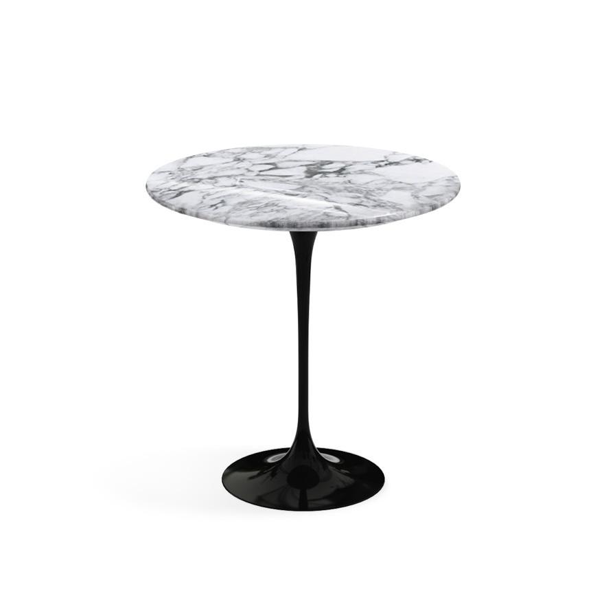 KNOLL table ronde TULIP Ø 51 cm collection Eero Saarinen (Base noire / plateau Arabescato - marbre e