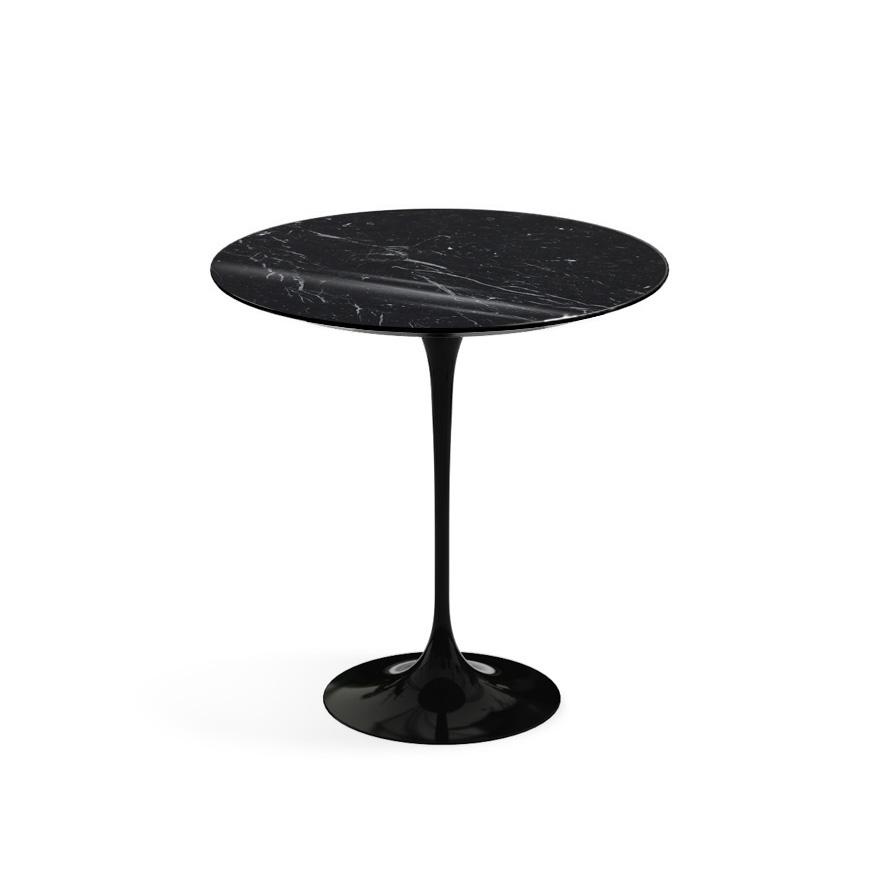 KNOLL table ronde TULIP Ø 51 cm collection Eero Saarinen (Base noire / plateau noir Marquina - marbr