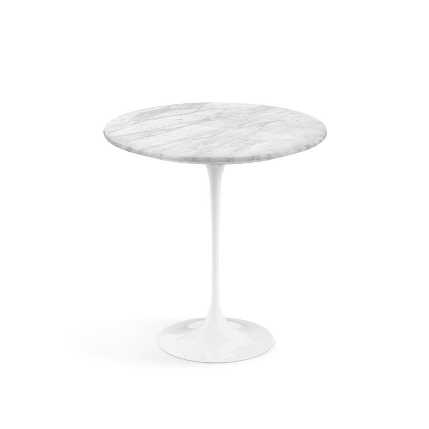 KNOLL table ronde TULIP Ø 51 cm collection Eero Saarinen (Base blanche / plateau Statuarietto satin 
