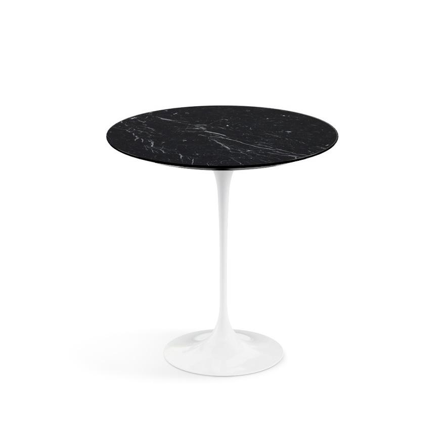 KNOLL table ronde TULIP Ø 51 cm collection Eero Saarinen (Base blanche / plateau Noir Marquin satiné