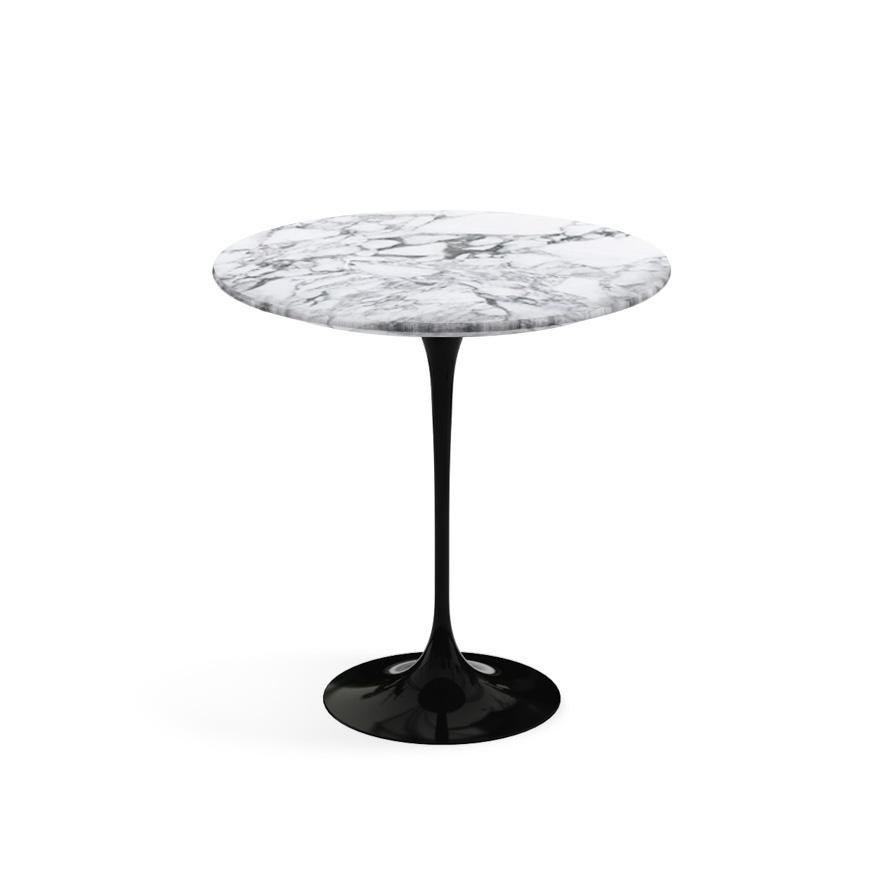 KNOLL table ronde TULIP Ø 51 cm collection Eero Saarinen (Base noire / plateau Arabescato satin - ma