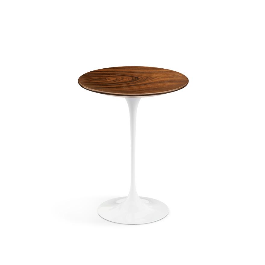 KNOLL table ronde TULIP Ø 41 cm collection Eero Saarinen (Base blanche / plateau Santos Palissandro 