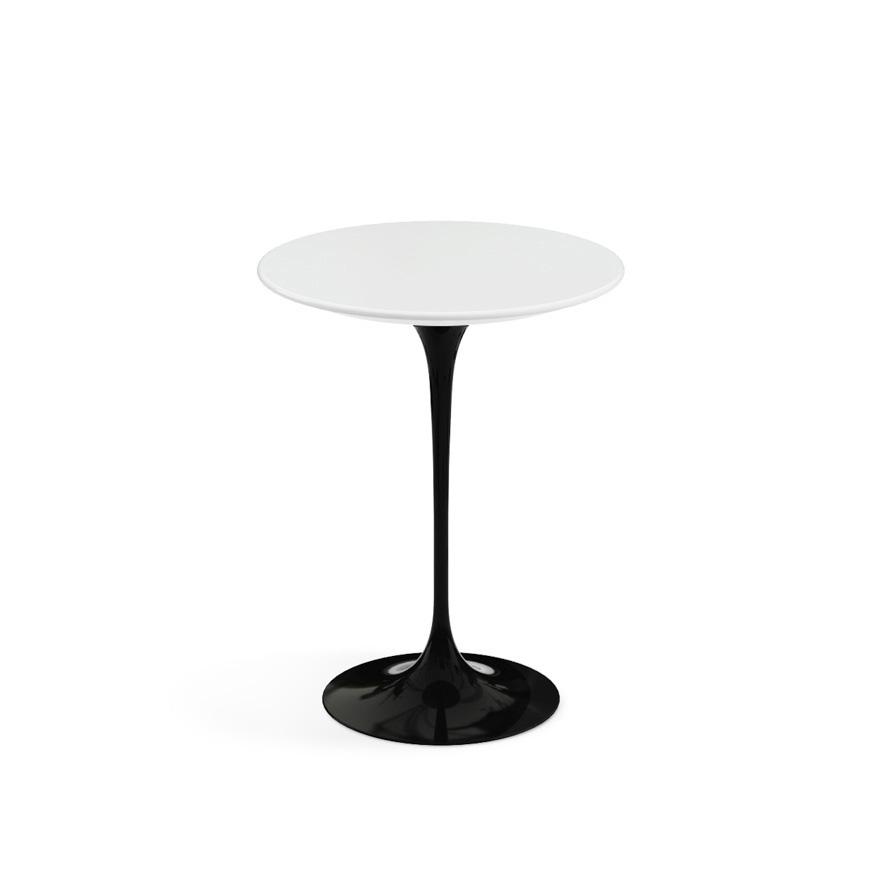 KNOLL table ronde TULIP Ø 41 cm collection Eero Saarinen (Base noire / plateau blanc - Plastique lam