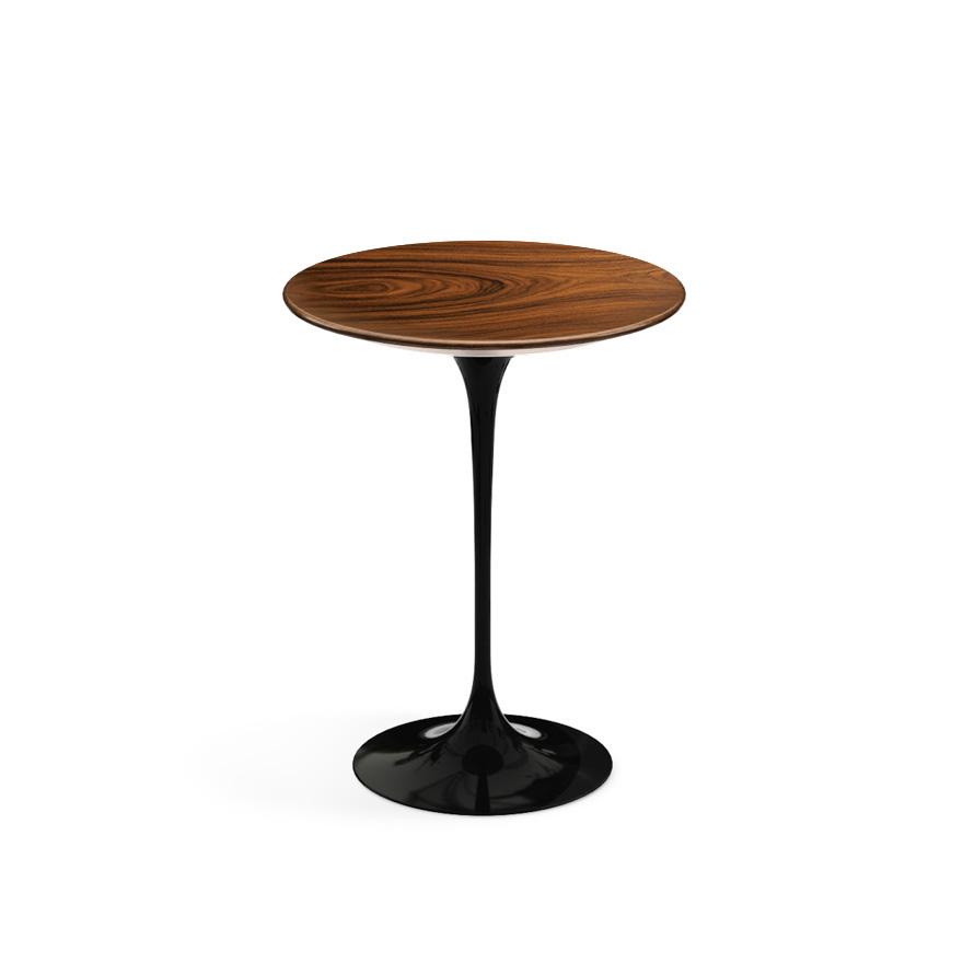 KNOLL table ronde TULIP Ø 41 cm collection Eero Saarinen (Base noire / plateau Santos Palissandro - 