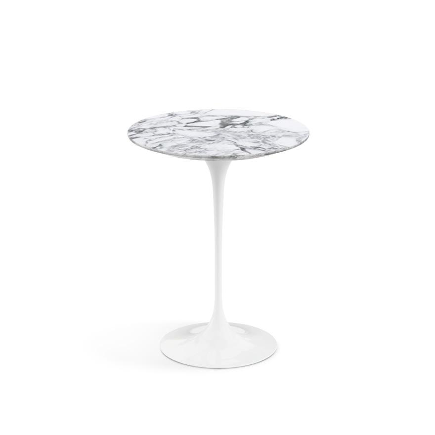 KNOLL table ronde TULIP Ø 41 cm collection Eero Saarinen (Base blanche / plateau Arabescato satiné -