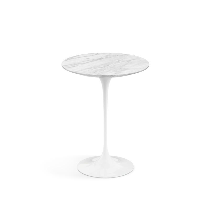 KNOLL table ronde TULIP Ø 41 cm collection Eero Saarinen (Base blanche / plateau Statuarietto satin 