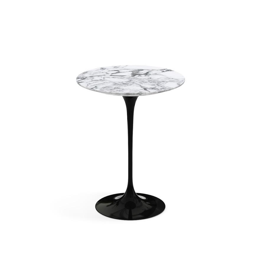 KNOLL table ronde TULIP Ø 41 cm collection Eero Saarinen (Base noire / plateau Arabescato satin - ma