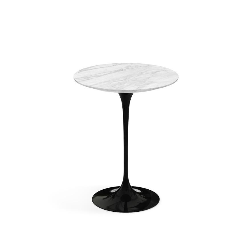KNOLL table ronde TULIP Ø 41 cm collection Eero Saarinen (Base noire / plateau Statuarietto satin - 