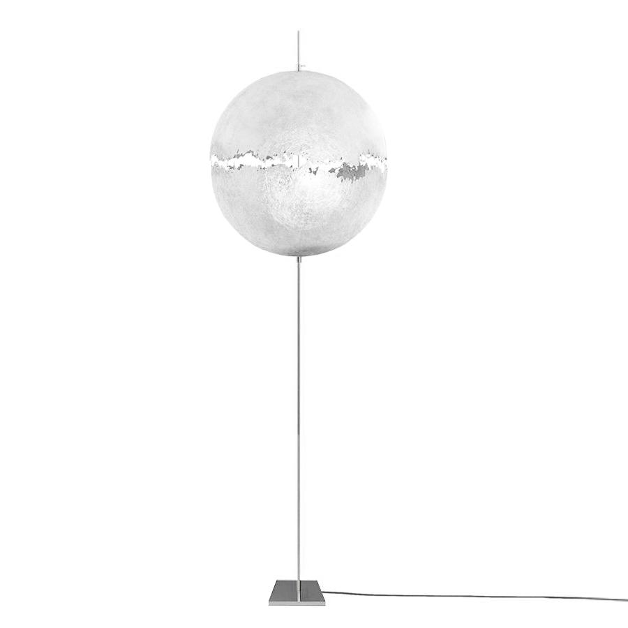 CATELLANI & SMITH lampadaire POSTKRISI F 64 (Diffuseur blanc, tige et base en nickel - Métal et fibr