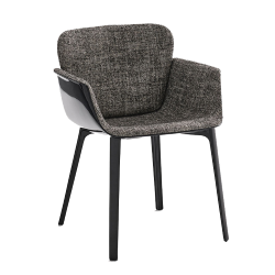 KNOLL armchair KN06 with black base, upholstered cushion and back