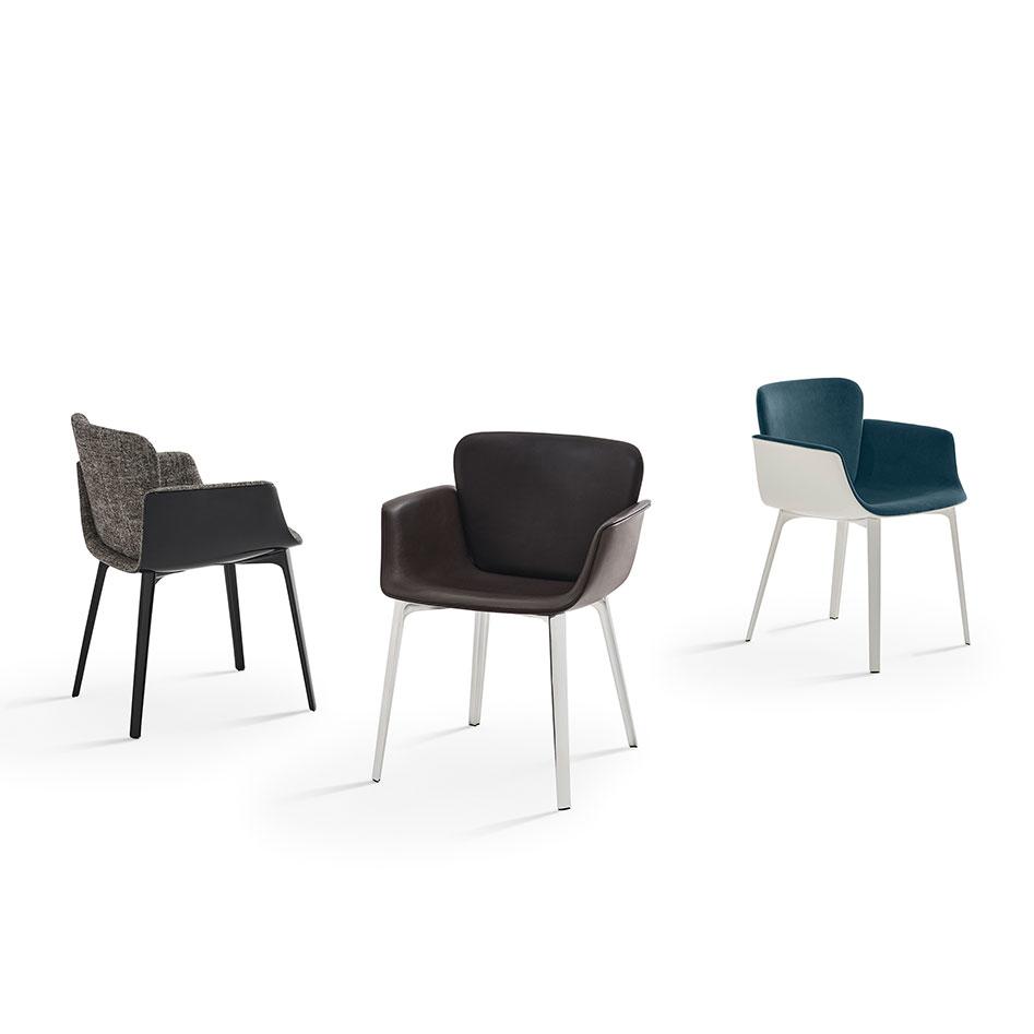 KNOLL armchair KN06 with black base, upholstered cushion and back