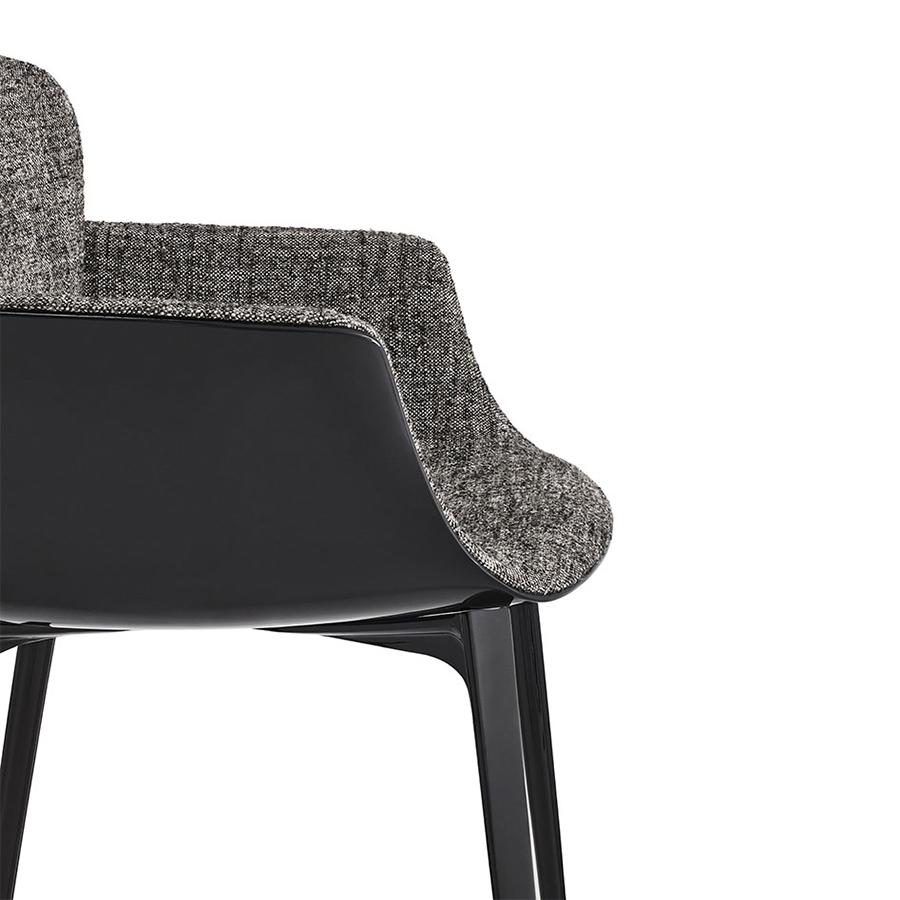 KNOLL armchair KN06 with black base, upholstered cushion and back