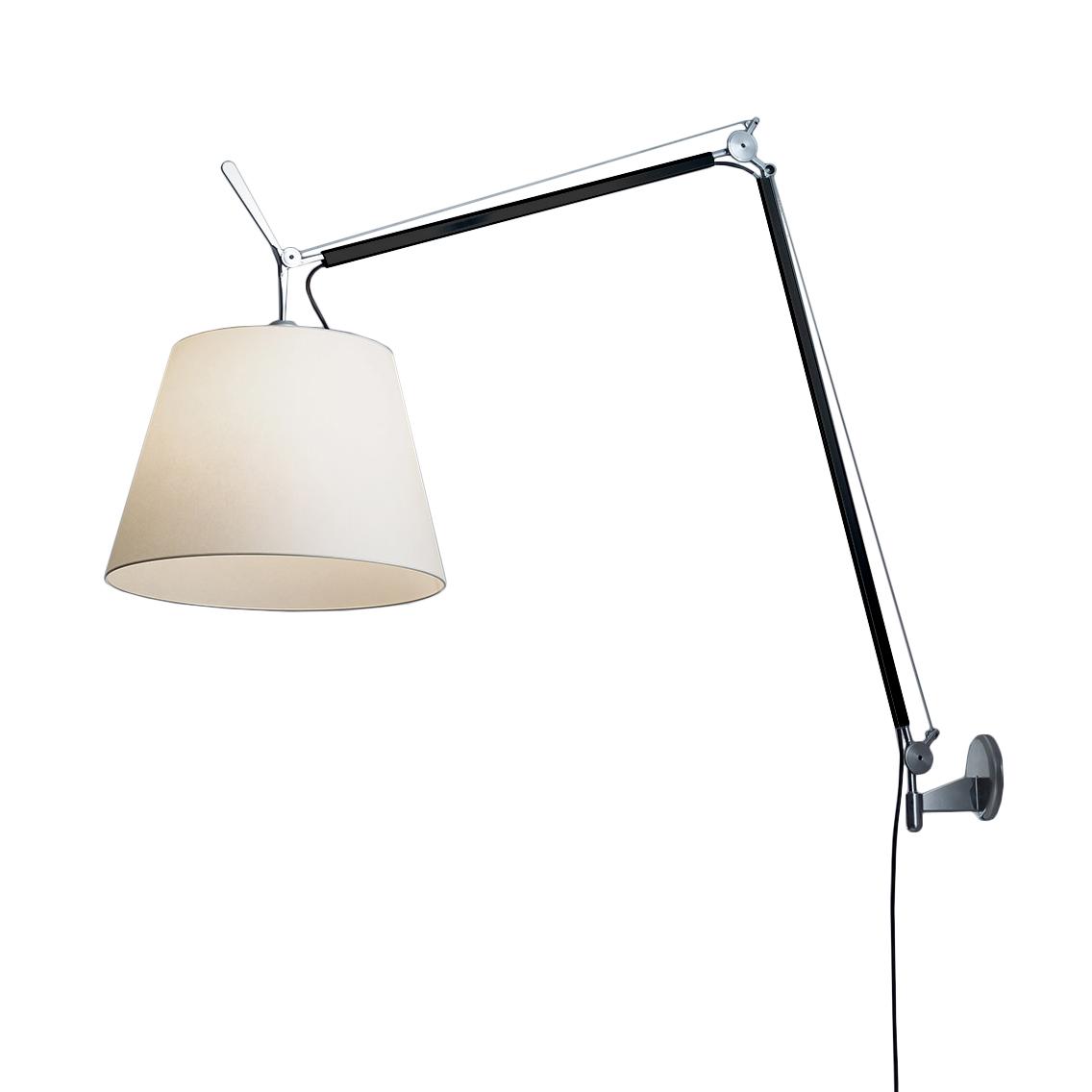 ARTEMIDE lampe murale applique TOLOMEO MEGA Ø 36 cm avec dimmer sur câble (Corps noir, diffuseur en