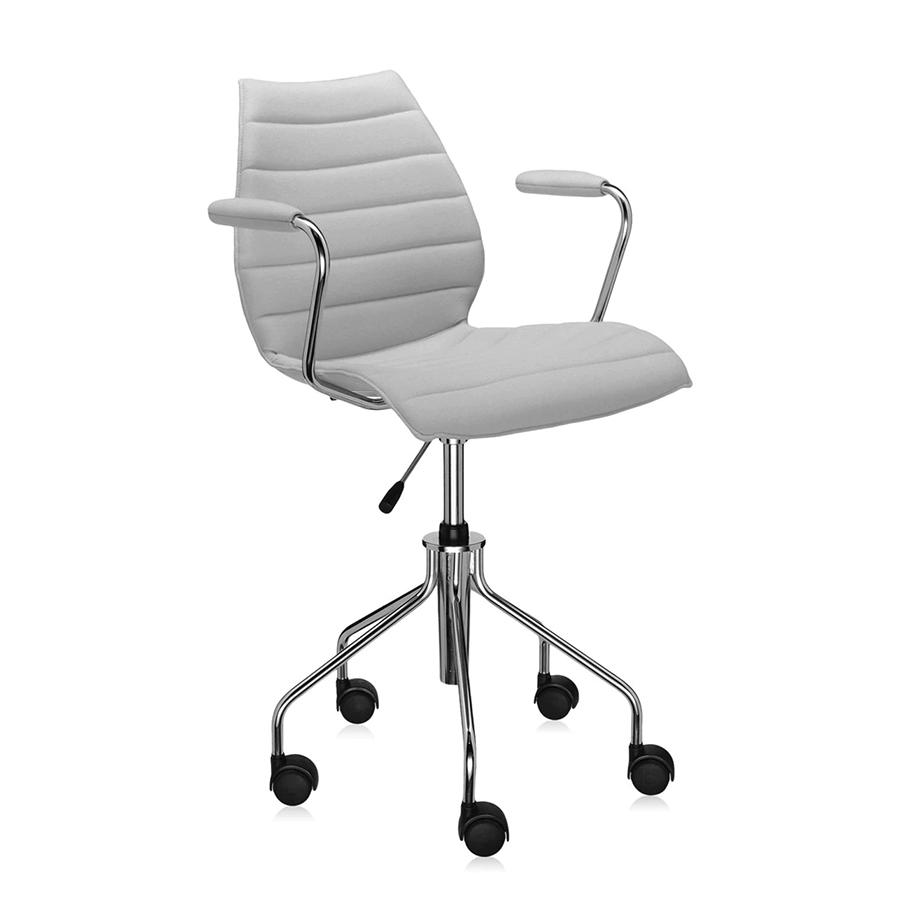 KARTELL chaise à roulettes avec accoudoirs MAUI SOFT TREVIRA (Beige - Tissu Trevira / Structure en a