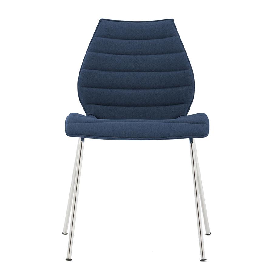 KARTELL set de 2 chaises MAUI SOFT NOMA (Bleu - Tissu Noma / Structure en acier chromé)