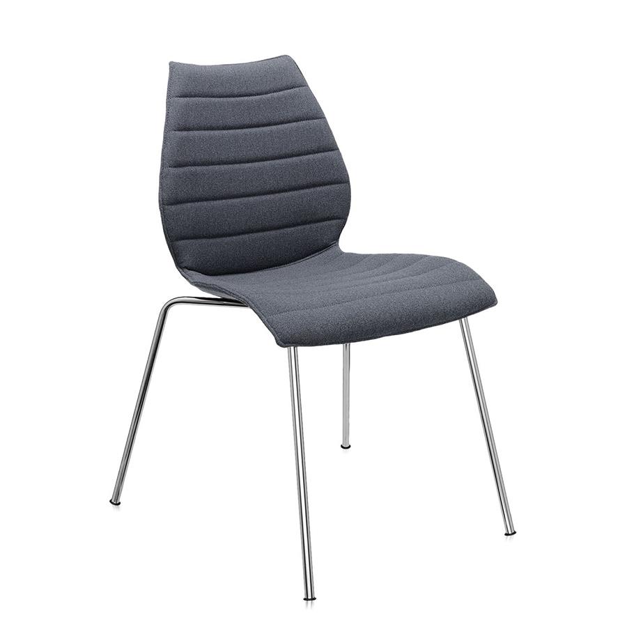 KARTELL set de 2 chaises MAUI SOFT TREVIRA (Gris - Tissu Trevira / Structure en acier chromé)