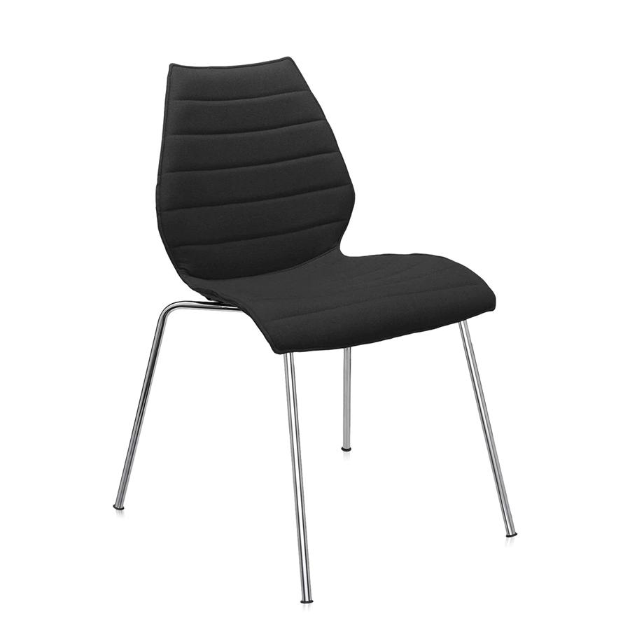 KARTELL set de 2 chaises MAUI SOFT TREVIRA (Noir - Tissu Trevira / Structure en acier chromé)