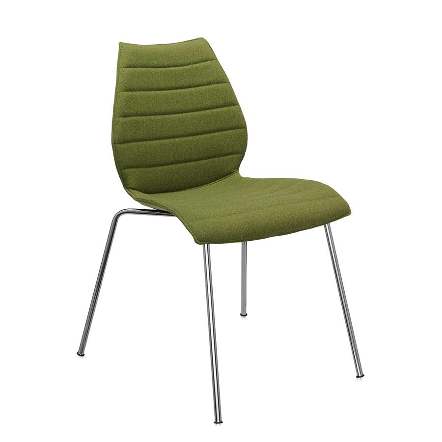 KARTELL set de 2 chaises MAUI SOFT TREVIRA (Vert acide - Tissu Trevira / Structure en acier chromé)