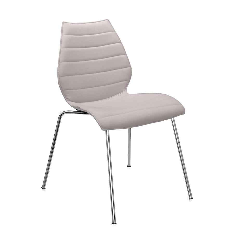 KARTELL set de 2 chaises MAUI SOFT TREVIRA (Beige - Tissu Trevira / Structure en acier chromé)