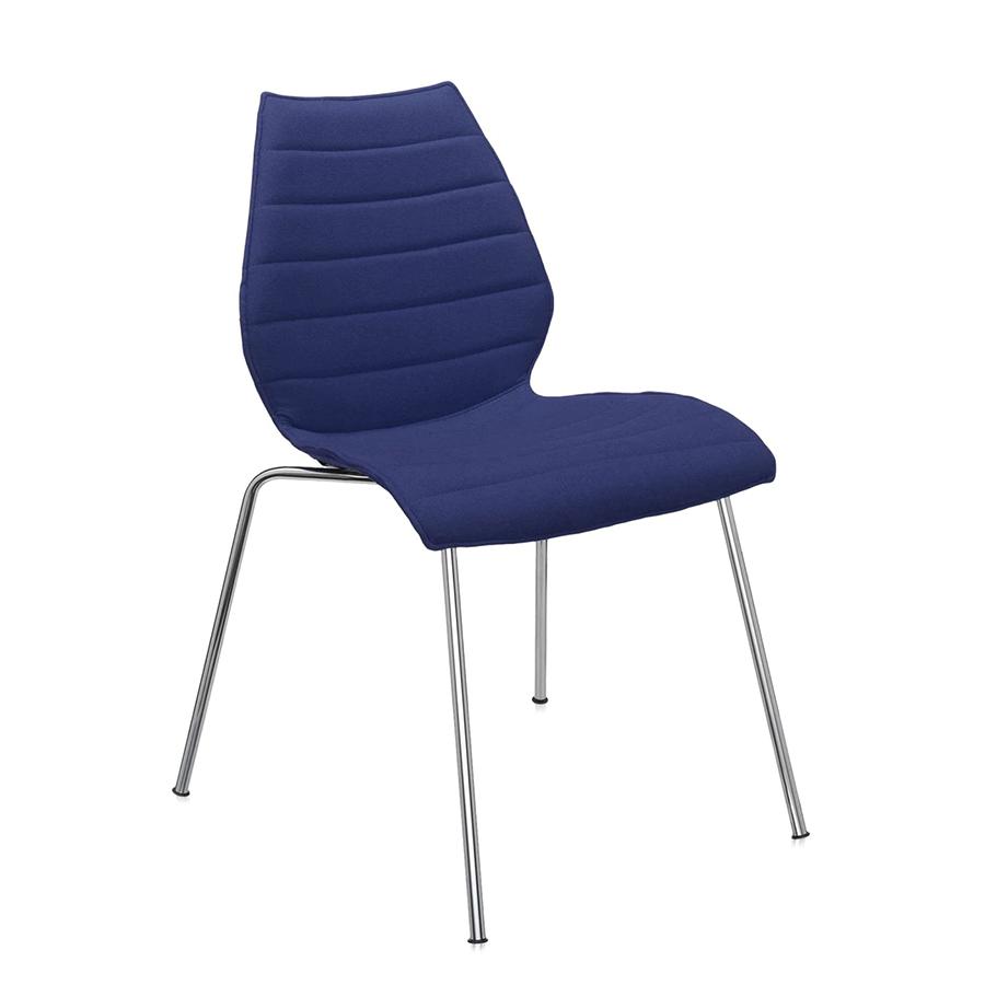 KARTELL set de 2 chaises MAUI SOFT TREVIRA (Bleu - Tissu Trevira / Structure en acier chromé)
